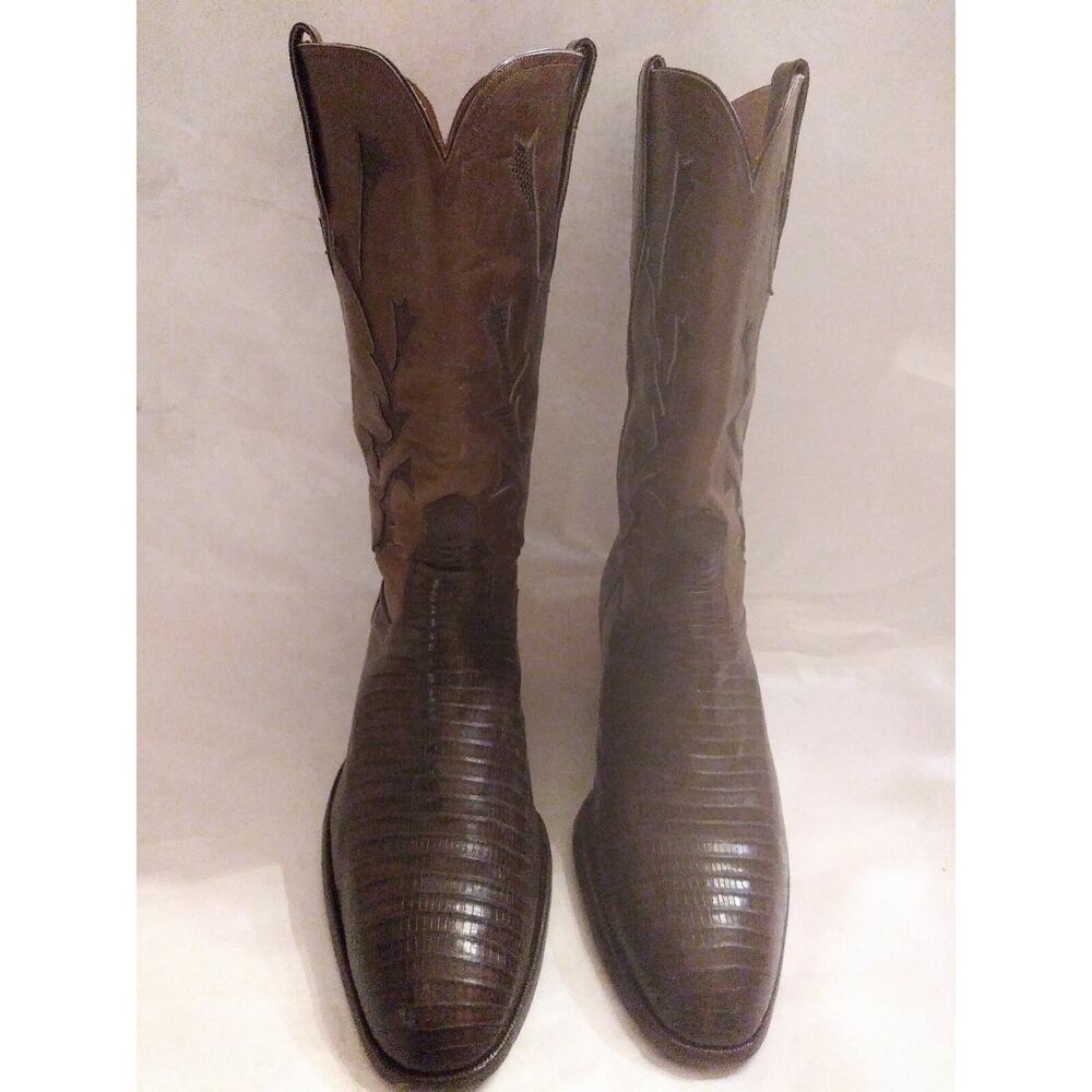 Rare designer DIFABRIZIO genuine lizard leather CUSTOM handmade BOOTS brown us10